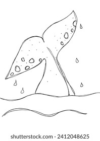 Outline illustration vector image of a whale tail.
Hand drawn artwork of a big fish tail.
Simple cute original logo.
Hand drawn vector illustration for posters