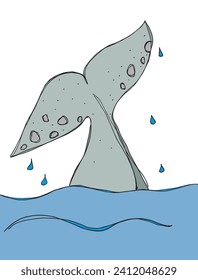 Outline illustration vector image of a whale tail.
Hand drawn artwork of a big fish tail.
Simple cute original logo.
Hand drawn vector illustration for posters
