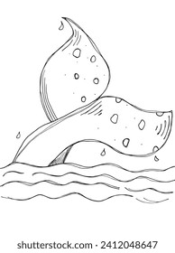 Outline illustration vector image of a whale tail.
Hand drawn artwork of a big fish tail.
Simple cute original logo.
Hand drawn vector illustration for posters
