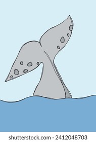 Outline illustration vector image of a whale tail.
Hand drawn artwork of a big fish tail.
Simple cute original logo.
Hand drawn vector illustration for posters