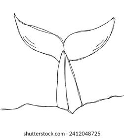 Outline illustration vector image of a whale tail.
Hand drawn artwork of a big fish tail.
Simple cute original logo.
Hand drawn vector illustration for posters