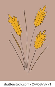 Esquema ilustración Imagen de Vector de un trigo.
Obra de arte dibujada a mano de un trigo.
Simple lindo logotipo original.
Ilustración vectorial dibujada a mano para carteles.