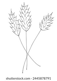 Esquema ilustración Imagen de Vector de un trigo.
Obra de arte dibujada a mano de un trigo.
Simple lindo logotipo original.
Ilustración vectorial dibujada a mano para carteles.