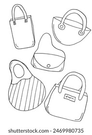 Outline illustration vector image of a womans bag.
Hand drawn artwork of a womans purse.
Simple cute original logo.
Hand drawn vector illustration for posters.