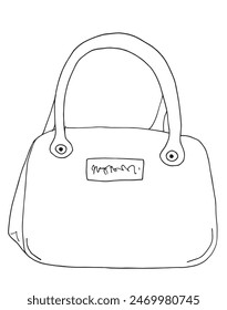 Outline illustration vector image of a womans bag.
Hand drawn artwork of a womans purse.
Simple cute original logo.
Hand drawn vector illustration for posters.