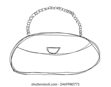 Outline illustration vector image of a womans bag.
Hand drawn artwork of a womans purse.
Simple cute original logo.
Hand drawn vector illustration for posters.