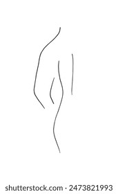 Umrisszeichnung Vektorgrafik Bild einer Frau Silhouette.
Handgezeichnetes Kunstwerk einer Frau Silhouette.
Einfaches, niedliches Original-Logo.
Handgezeichnete Vektorillustration für Poster.