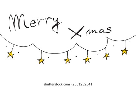Outline illustration vector image of a Xmas inscription.
Hand drawn artwork of a Xmas inscription.
Simple cute original logo.
Hand drawn vector illustration for posters.