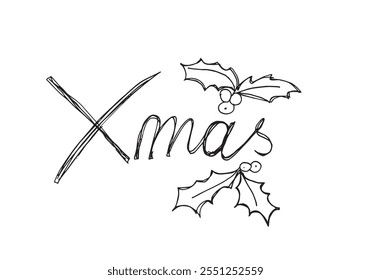 Outline illustration vector image of a Xmas inscription.
Hand drawn artwork of a Xmas inscription.
Simple cute original logo.
Hand drawn vector illustration for posters.