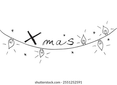 Outline illustration vector image of a Xmas inscription.
Hand drawn artwork of a Xmas inscription.
Simple cute original logo.
Hand drawn vector illustration for posters.