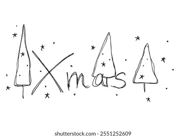 Outline illustration vector image of a Xmas inscription.
Hand drawn artwork of a Xmas inscription.
Simple cute original logo.
Hand drawn vector illustration for posters.
