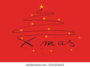 Outline illustration vector image of a Xmas inscription.
Hand drawn artwork of a Xmas inscription.
Simple cute original logo.
Hand drawn vector illustration for posters.