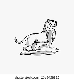 Outline Illustration Vector Lion Logo Design