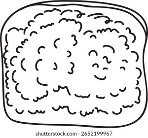 An outline illustration of a veggie sandwich with a textured filling, representing a healthy and simple meal or vegetarian option