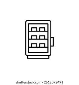 Outline illustration of vending machine for packaged beverages or snacks