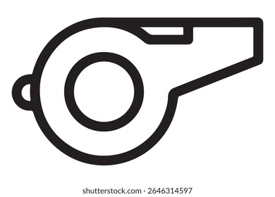 Outline illustration of a whistle on a white background