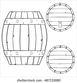 outline illustration of wooden barrel