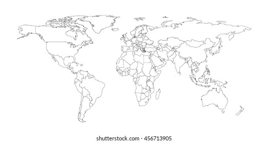 Outline Illustration of the world (with country borders)