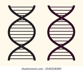 Ilustrações em esboço de uma estrutura de DNA de dupla hélice. Ilustração do vetor de ícones do DNA.