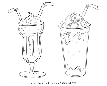 outline illustrations of two sundaes