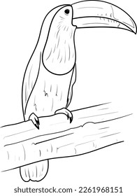 Outline image of a bird for coloring and decoration material