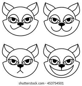 Outline image of a cartoon cat. Vector clip art