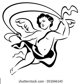 Outline image of flying angel