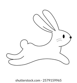 Outline image of a hare, doodle, hand drawn, isolate on white, flat style