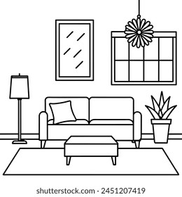Outline image of home interior. Vector clip art.