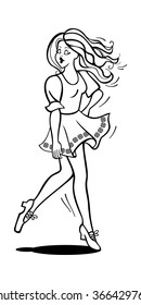 Outline image of an Irish dancing girl