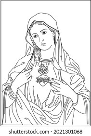 Outline image Mother Mary