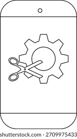 Contorno de teléfono de Imagen con engranaje de tijeras circulares