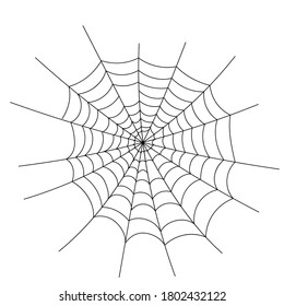 Outline image of a web on a white background. Vector illustration