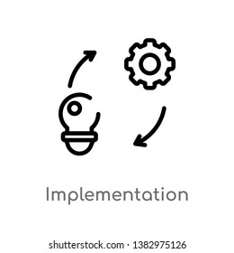 outline implementation vector icon. isolated black simple line element illustration from general-1 concept. editable vector stroke implementation icon on white background