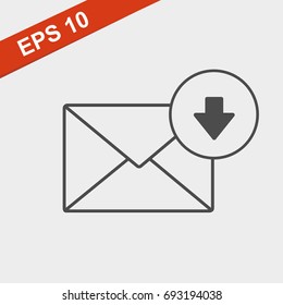Outline in-box e-mail icon on isolated background.