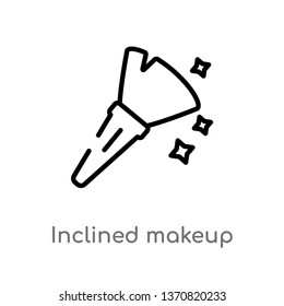 outline inclined makeup brush vector icon. isolated black simple line element illustration from beauty concept. editable vector stroke inclined makeup brush icon on white background
