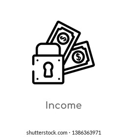 outline income vector icon. isolated black simple line element illustration from gdpr concept. editable vector stroke income icon on white background