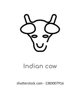 outline indian cow vector icon. isolated black simple line element illustration from india concept. editable vector stroke indian cow icon on white background