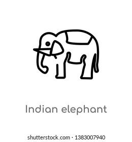 outline indian elephant vector icon. isolated black simple line element illustration from india concept. editable vector stroke indian elephant icon on white background