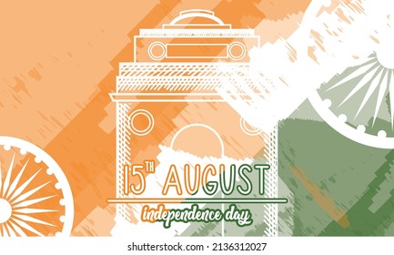 Outline of the Indian gate Arc on a colored happy india independence day Vector