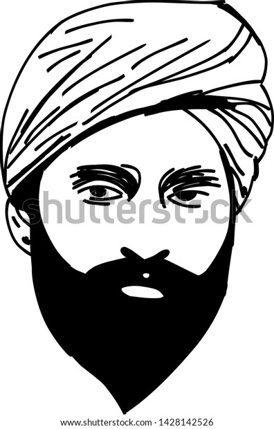 Outline Indian Sikh Head Vector Design Stock Vector (Royalty Free ...