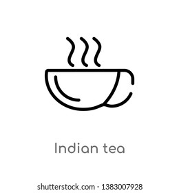 outline indian tea vector icon. isolated black simple line element illustration from india concept. editable vector stroke indian tea icon on white background