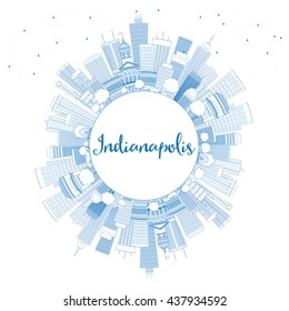 Outline Indianapolis Skyline with Blue Buildings and Copy Space. Vector Illustration. Business Travel and Tourism Concept with Modern Buildings.