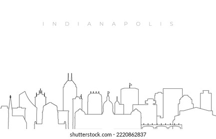 Outline Indianapolis skyline. Trendy template with Indianapolis buildings and landmarks in line style. Stock vector design. 