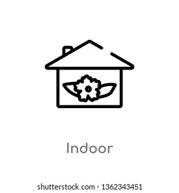 outline indoor vector icon. isolated black simple line element illustration from nature concept. editable vector stroke indoor icon on white background