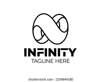 Outline Infinity Logo. Eternal Limitless Emblem. Black Mobius Ribbon Silhouette