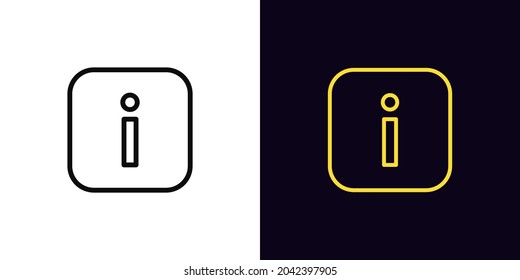 Icono de información de esquema, con trazo editable. Signo de información lineal, informar pictograma. Centro de información en línea, servicio de asistencia, servicio de información, recepción. Icono del vector, signo, símbolo para animación