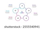 Outline Infographic circular diagram for business presentations with 5 steps or options. Pentagon cycle chart