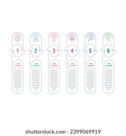 outline infographic template. linear information template. business, internet, book, annual report, magazine, education infographic template. six options infographic template
