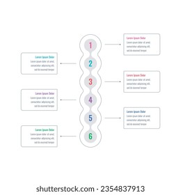 outline infographic template. six step informational template. business, annual report, magazine, web, internet infographic template